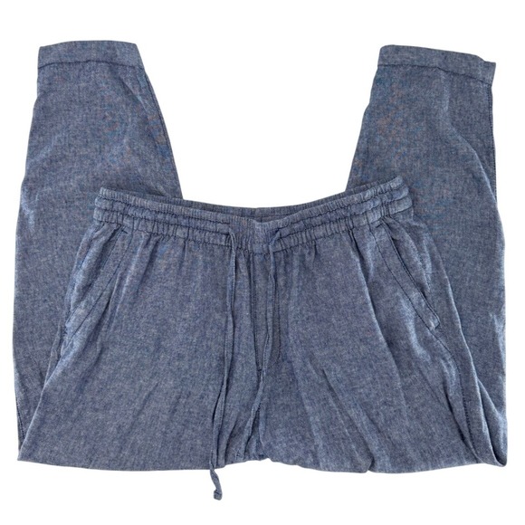 Old Navy Womens Linen Blend Jogger Pants Blue Heathered Drawstring Large - Picture 6 of 9
